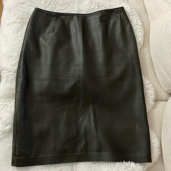 Vintage Danier Leather Pencil Skirt Chocolate Brown - Picture 1 of 6